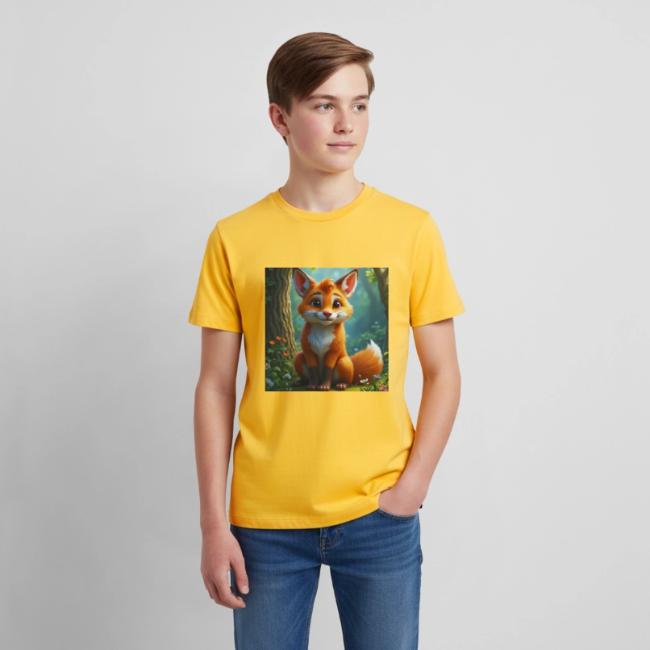 Magical fantasy fox in enchanted forest scene