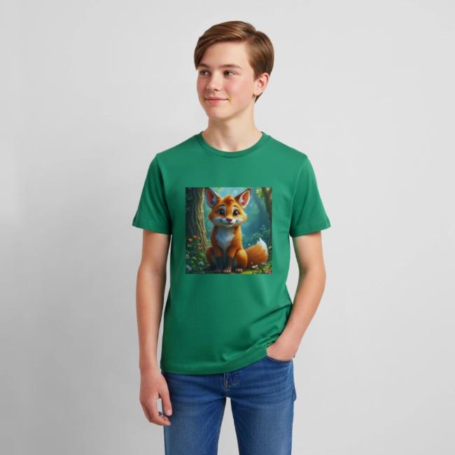 Magical fantasy fox in enchanted forest scene