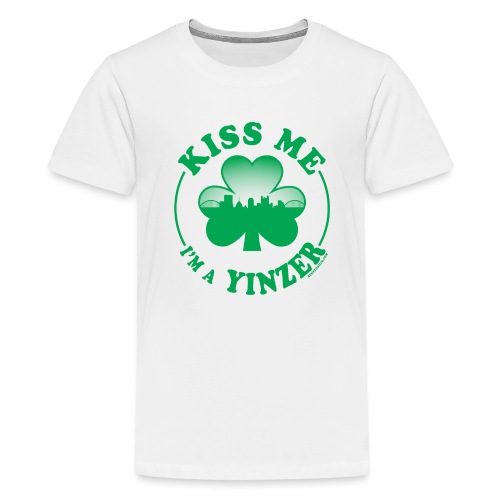 Kiss Me I'm a Yinzer (Green on White) - Kids' Premium T-Shirt