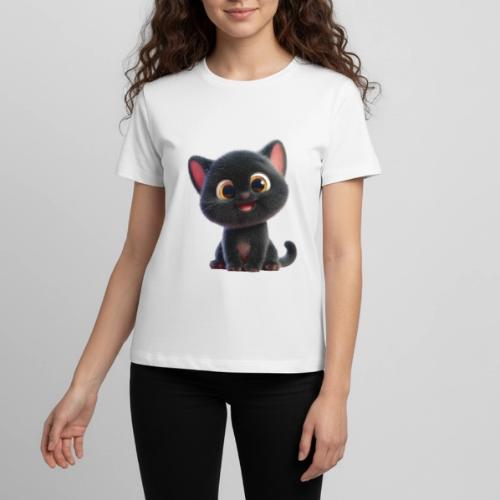 Adorable 3D Black Kitten with Big Eyes - Kids' Premium T-Shirt