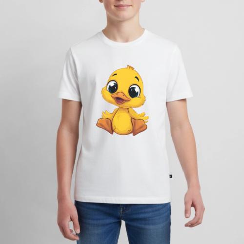 Sweet Yellow Cartoon Duck Sitting Happily - Kids' Premium T-Shirt