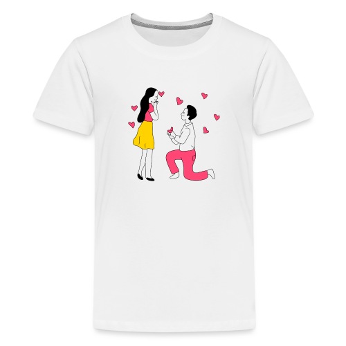 kneeling proposal valentine s day line 5964732 - Kids' Premium T-Shirt