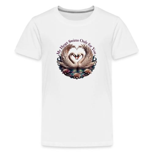 My Heart Swims Only for You Swan Heart T-Shirt - Kids' Premium T-Shirt