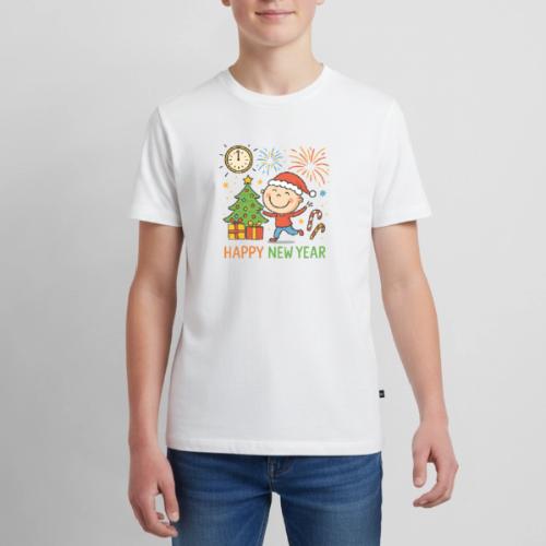 Cute Happy New Year Cartoon Kid Celebration Art - Kids' Premium T-Shirt