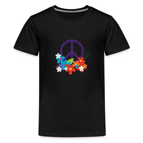 Hippie Peace Design With Flowers - Kids' Premium T-Shirt