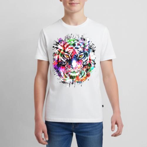 Colorful Tiger Head Portrait Drawing - Kids' Premium T-Shirt