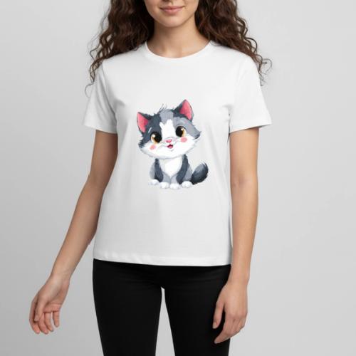 Sweet Sitting Kitten Cartoon Smiling - Kids' Premium T-Shirt