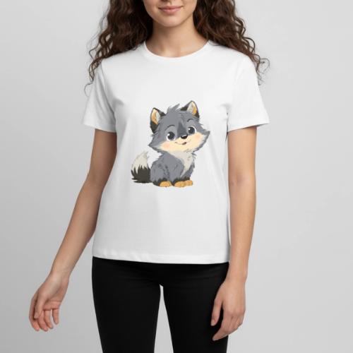Cute Cartoon Baby Wolf with Innocent Eyes - Kids' Premium T-Shirt