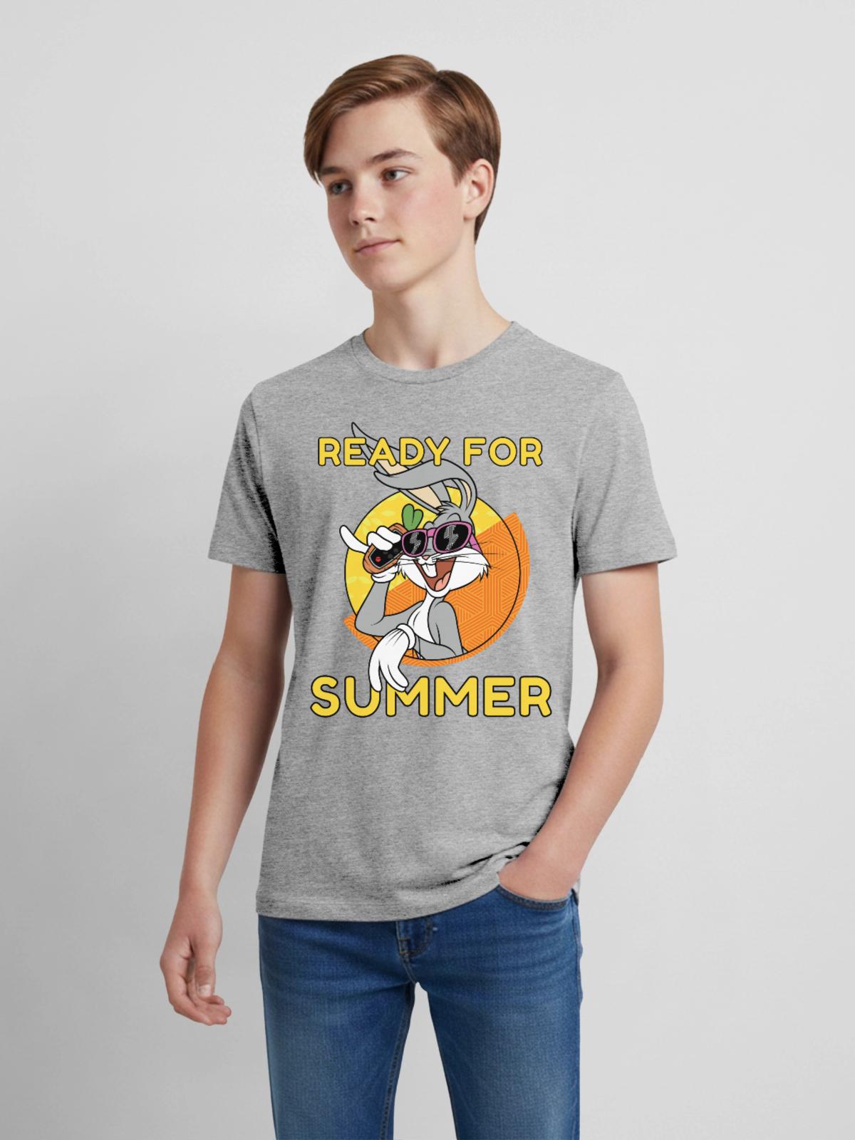 Looney Tunes Bugs Bunny Ready For Summer - Kids' Premium T-Shirt - heather gray - Front - AI Model Teenager Male light (155cm)