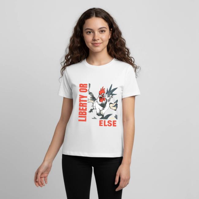 Liberty Or Else Fighting Rooster Design Red Font
