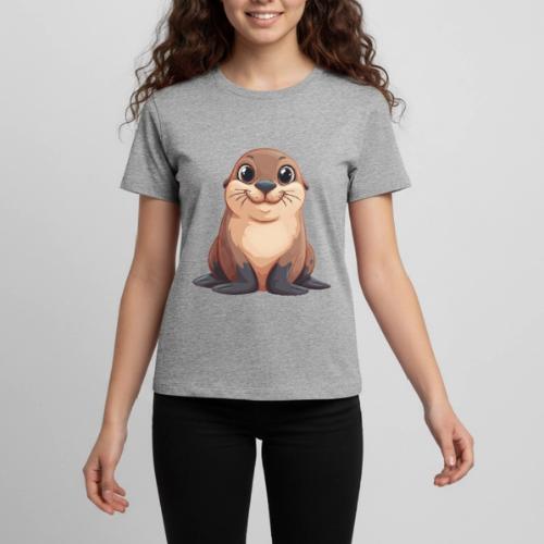 Smiling Cartoon Brown Sea Lion - Kids' Premium T-Shirt
