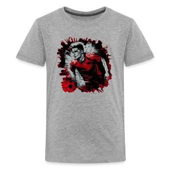 Soccer Explosion - Kids' Premium T-Shirt - heather gray - Front - AI Model Teenager Male light (155cm)