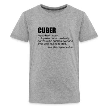 Cuber Definition Puzzle Solving Cube Speed Cubing - Kids' Premium T-Shirt - heather gray - Front - AI Model Teenager Male light (155cm)