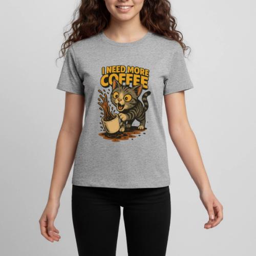 I Need More Coffee Cat Funny T-Shirt - Kids' Premium T-Shirt