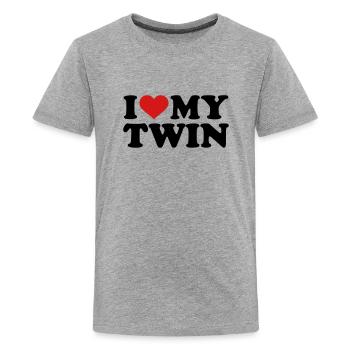 Twins - Kids' Premium T-Shirt - heather gray - Front - AI Model Teenager Male light (155cm)