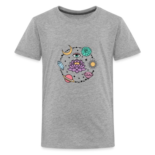 Healing Crystal, Moon, Flower, Sun - Kids' Premium T-Shirt
