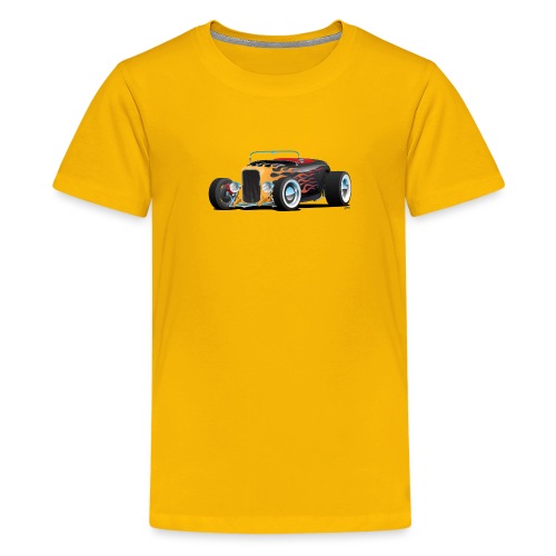 Custom Hot Rod Roadster Car with Flames - Kids' Premium T-Shirt