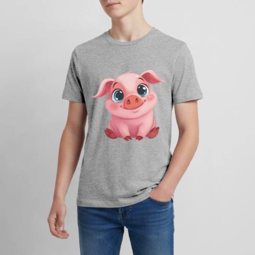 Adorable Cartoon Baby Pig Sitting with Big Eyes - Kids' Premium T-Shirt
