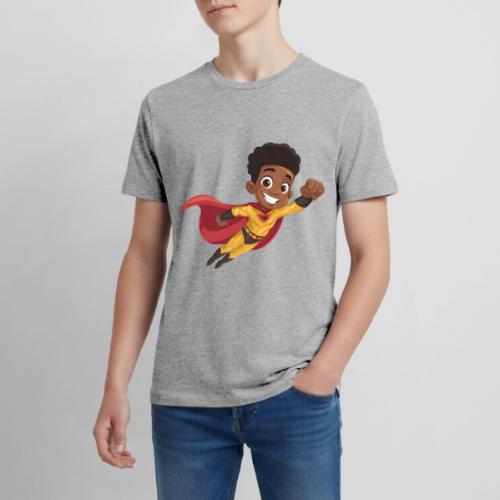 Flying Cartoon Superhero Boy in Red Cape - Kids' Premium T-Shirt