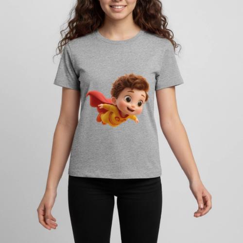 Flying Cartoon Superhero Boy in Yellow Suit - Kids' Premium T-Shirt