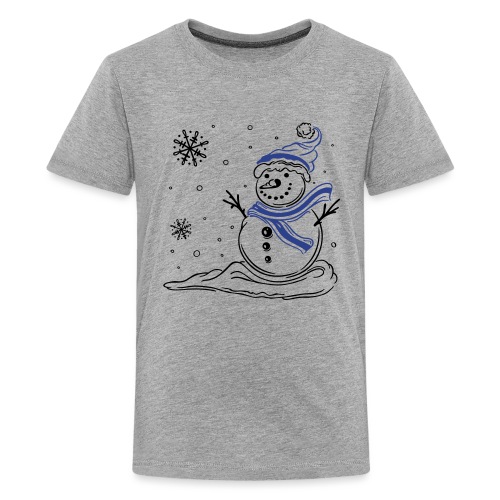 Snowman with snowflakes. Winter. Snow. - Kids' Premium T-Shirt