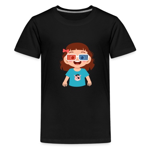 Girl red blue 3D glasses doing Vision Therapy - Kids' Premium T-Shirt