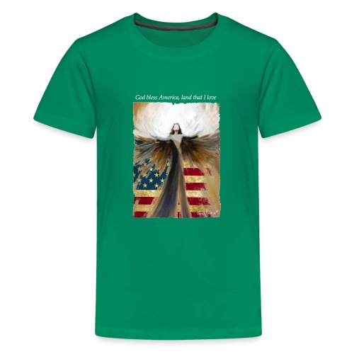 God bless America Angel_Strong color_white type - Kids' Premium T-Shirt