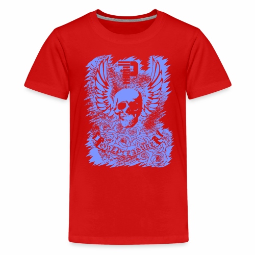 Cool OnePleasure Purple Skull Wings Roses Banner - Kids' Premium T-Shirt