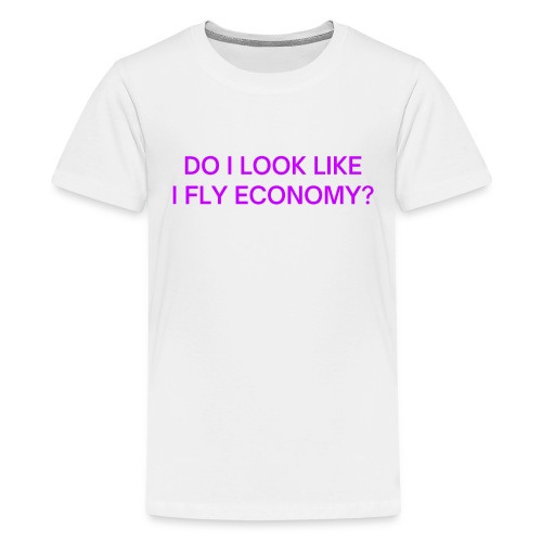 Do I Look Like I Fly Economy? (in purple letters) - Kids' Premium T-Shirt