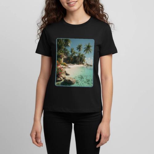 Serene Tropical Beach Floral Design - Kids' Premium T-Shirt
