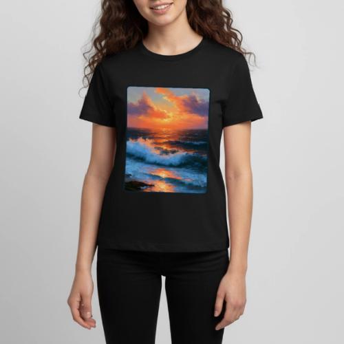 Sunset Storm Waves Oil Painting - Kids' Premium T-Shirt