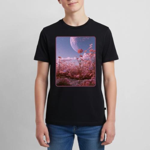 Cosmic Moon & Cosmos Flowers Art - Kids' Premium T-Shirt
