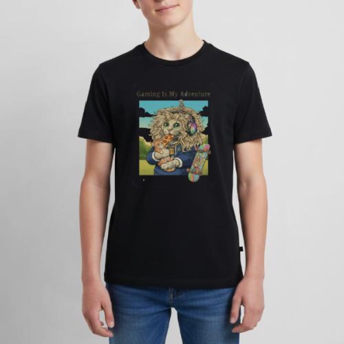 Gaming Cat Adventure: Pizza & Skates - Kids' Premium T-Shirt