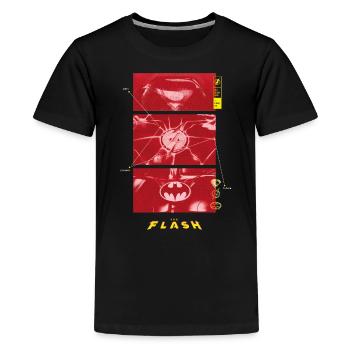 The Flash Super Suits Supergirl, Batman And Flash - Kids' Premium T-Shirt - black - Front - AI Model Teenager Male light (155cm)