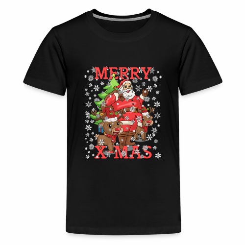 Santa Chibi Reindeer Christmas Gift Merry X-Mas - Kids' Premium T-Shirt