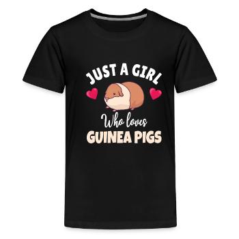 GUINEA PIG: Love Guinea Pigs - Kids' Premium T-Shirt - black - Front - AI Model Teenager Male light (155cm)