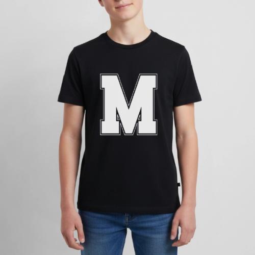 White Letter M – Varsity Alphabet Monogram - Kids' Premium T-Shirt