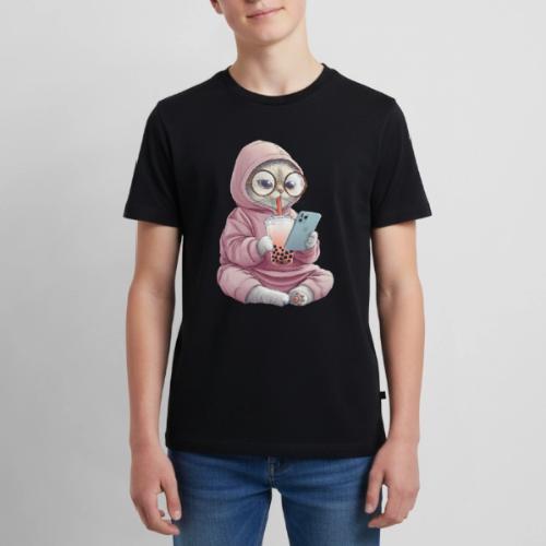 Cool Cat Bubble Tea Cartoon Design - Kids' Premium T-Shirt