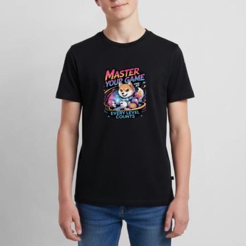 Cute Gamer Shiba Inu Level Up - Kids' Premium T-Shirt