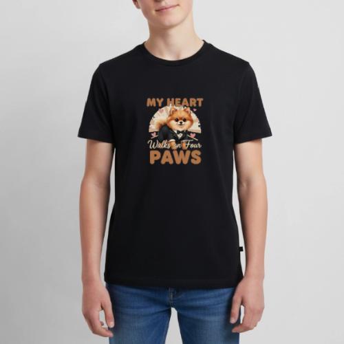 My Heart Walks on Four Paws – Pomeranian tee - Kids' Premium T-Shirt