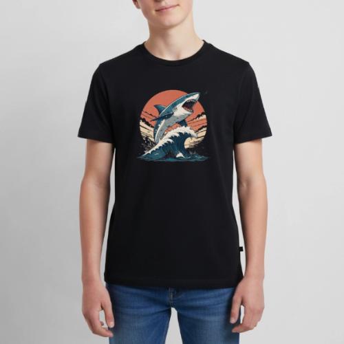 Fierce Shark Breaking Through Waves - Kids' Premium T-Shirt