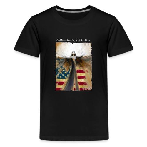 God bless America Angel_Strong color_white type - Kids' Premium T-Shirt