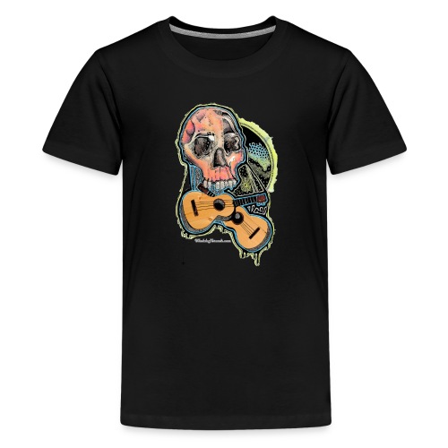 Skull and Ukulele - Watercolor - Kids' Premium T-Shirt