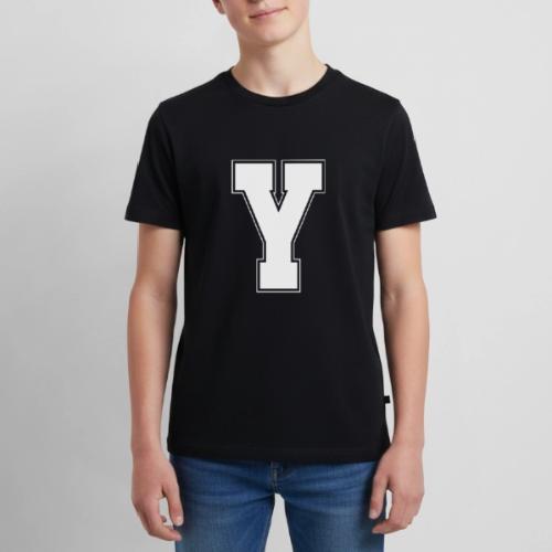 White Letter Y – Varsity Alphabet Monogram - Kids' Premium T-Shirt