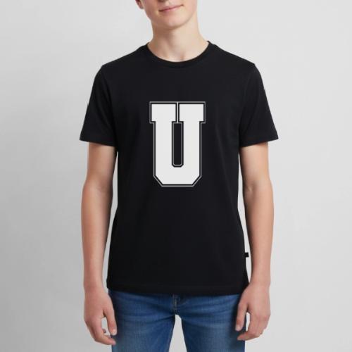 White Letter U – Varsity Alphabet Monogram - Kids' Premium T-Shirt