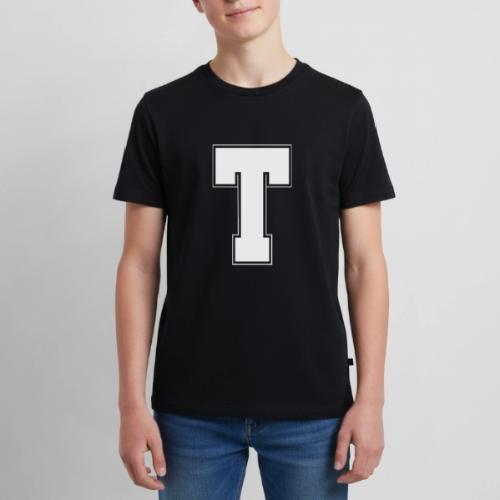White Letter T – Varsity Alphabet Monogram - Kids' Premium T-Shirt