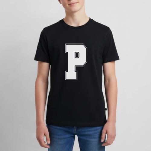 White Letter P – Varsity Alphabet Monogram - Kids' Premium T-Shirt