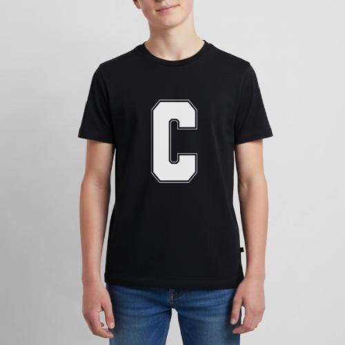 White Letter C – Varsity Alphabet Monogram - Kids' Premium T-Shirt