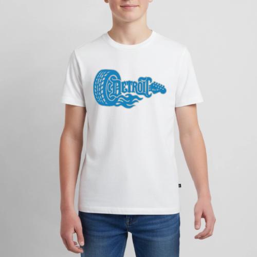 The D® - Detroit Wheel Guitar with Flames Bl Slvr - Kids' Premium T-Shirt