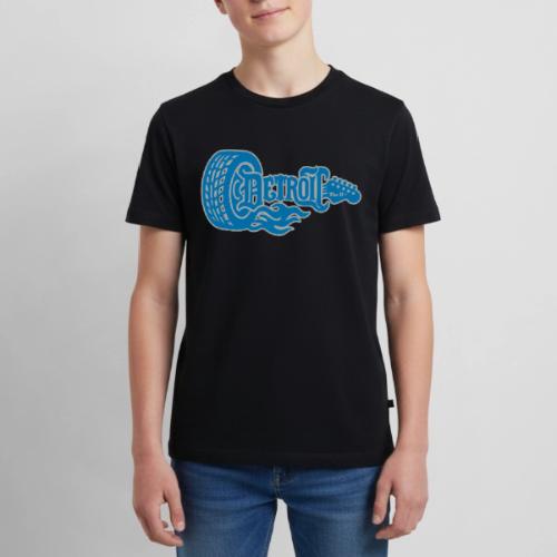 The D® - Detroit Wheel Guitar with Flames Bl Slvr - Kids' Premium T-Shirt